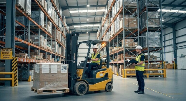 seguridad de carretillas elevadoras almacén operario